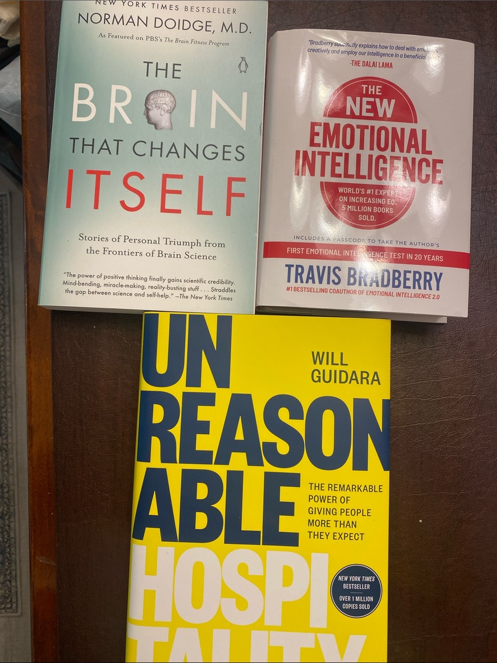 Emotional Intelligence, Brain that Changes itself and Unreasonable Hospitality.